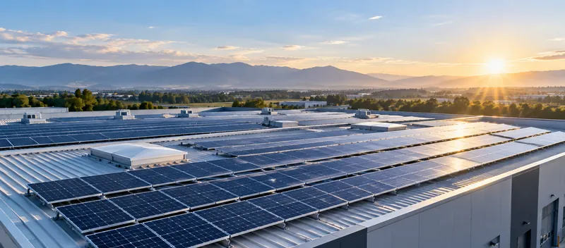 Tetto industriale con pannelli fotovoltaici (immagine illustrativa)