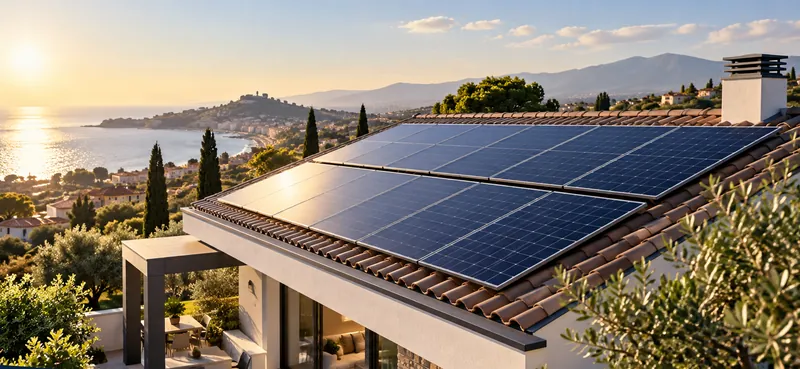 Tetto di una casa con pannelli fotovoltaici (immagine illustrativa)